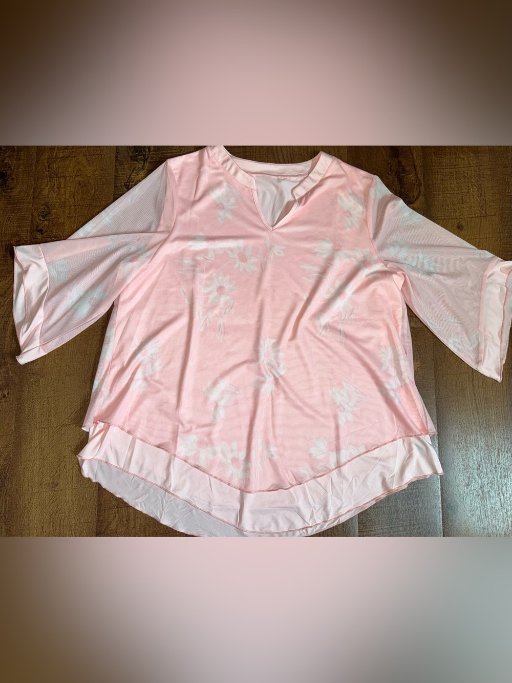 Micoson Floral V-Neck Layered Flutter Sleeve Top